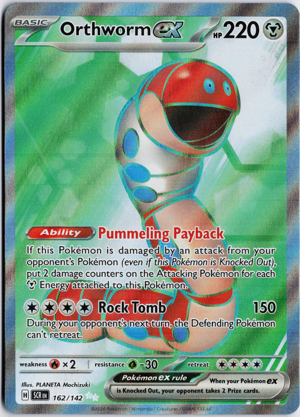 Carta Pokémon Orthworm ex · Stellar Crown #162/142 (NM) — pieza única en Moon's Collectibles México