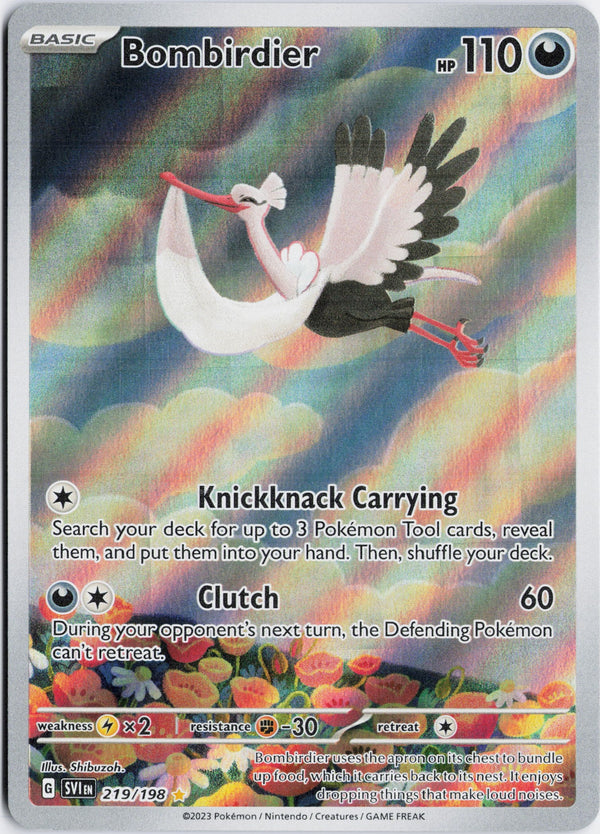 Carta Pokémon Bombirdier · Scarlet & Violet #219/198 (NM) — pieza única en Moon's Collectibles México