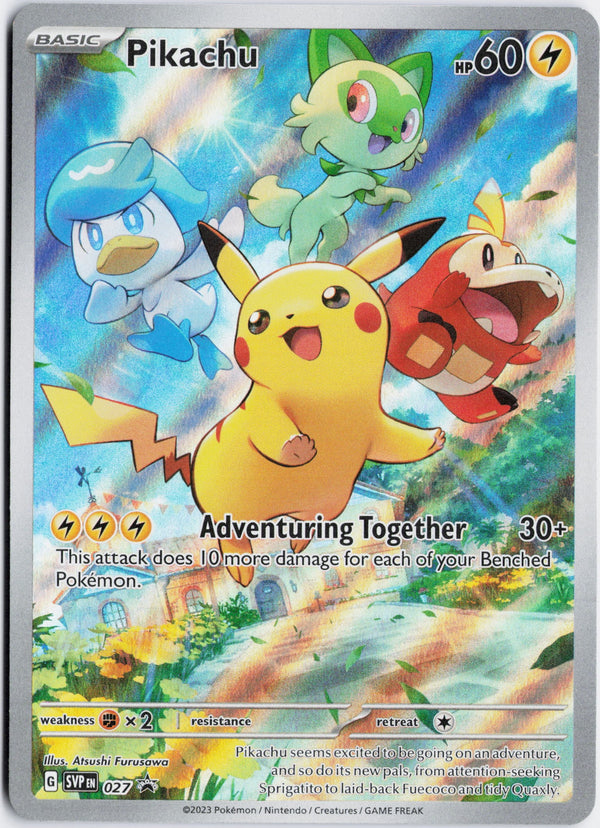 Carta Pokémon Pikachu · Scarlet & Violet Black Star Promos #027 (NM) — pieza única en Moon's Collectibles México
