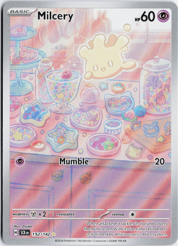 Carta Pokémon Milcery · Stellar Crown #152/142 (NM) — pieza única en Moon's Collectibles México