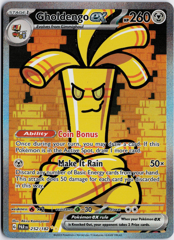 Carta Pokémon Gholdengo ex · Paradox Rift #252/182 (NM) — pieza única en Moon's Collectibles México