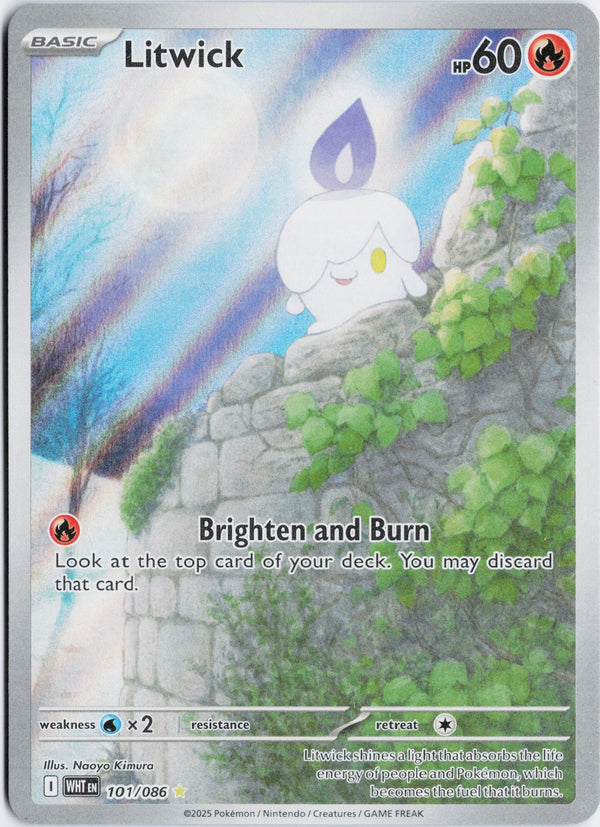 Carta Pokémon Litwick · White Flare #101/086 (NM) — pieza única en Moon's Collectibles México