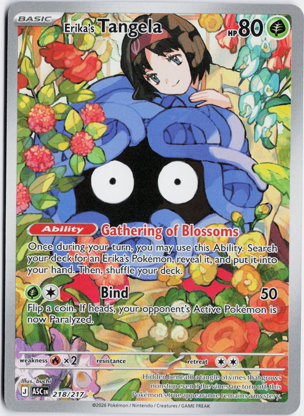 Carta Pokémon Erika's Tangela · Ascended Heroes #218/217 (NM) — pieza única en Moon's Collectibles México