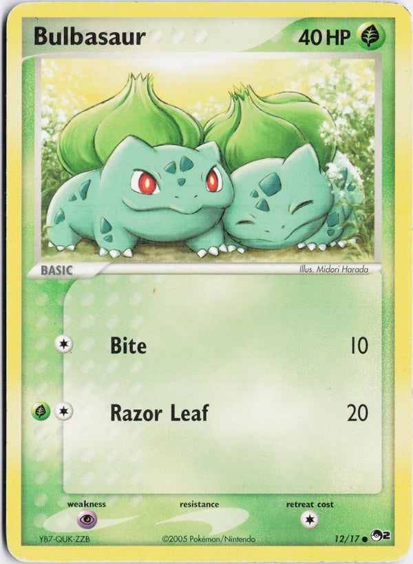 Carta Pokémon Bulbasaur · POP Series 2 #12/17 (HP) — pieza única en Moon's Collectibles México