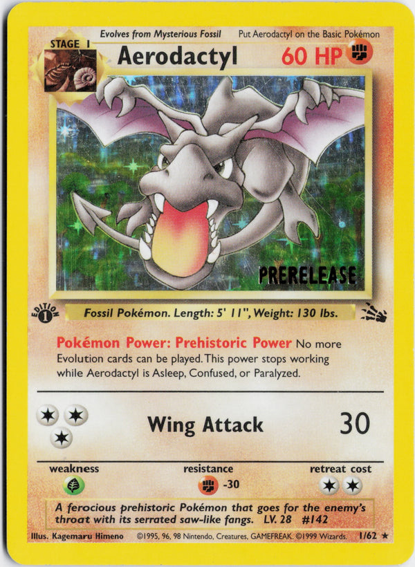 Carta Pokémon Aerodactyl · Fossil #1/62 (HP) — pieza única en Moon's Collectibles México