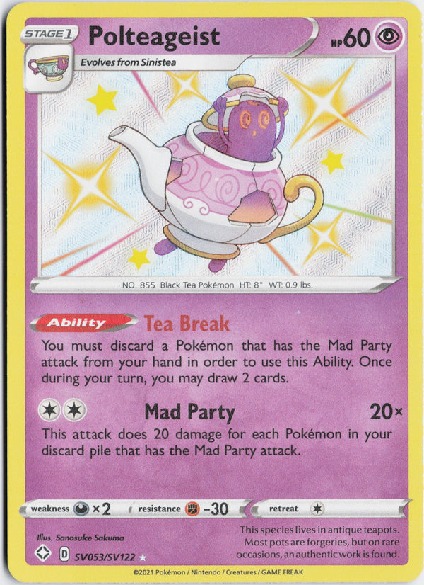 Carta Pokémon Polteageist · Shining Fates Shiny Vault #SV053/SV122 (NM) — pieza única en Moon's Collectibles México