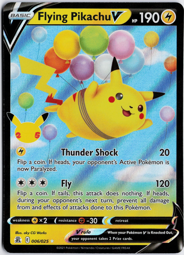 Carta Pokémon Flying Pikachu V · Celebrations #6 (NM) — pieza única en Moon's Collectibles México