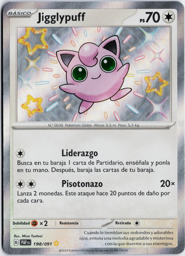 Carta Pokémon Jigglypuff · Paldean Fates #198/091 (NM) — pieza única en Moon's Collectibles México