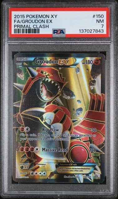 Carta Pokémon Groudon-EX · Primal Clash #150/160 (PSA 7) — pieza única en Moon's Collectibles México