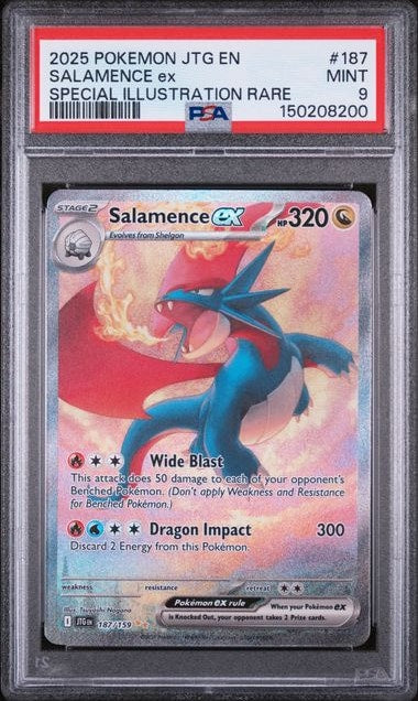 Carta Pokémon Salamence ex · Journey Together #187/159 (PSA 9) — pieza única en Moon's Collectibles México