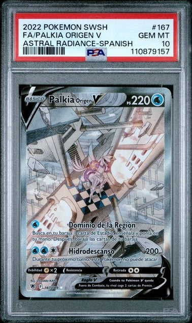 Carta Pokémon Origin Forme Palkia V · Astral Radiance #167/189 (PSA 10) — pieza única en Moon's Collectibles México