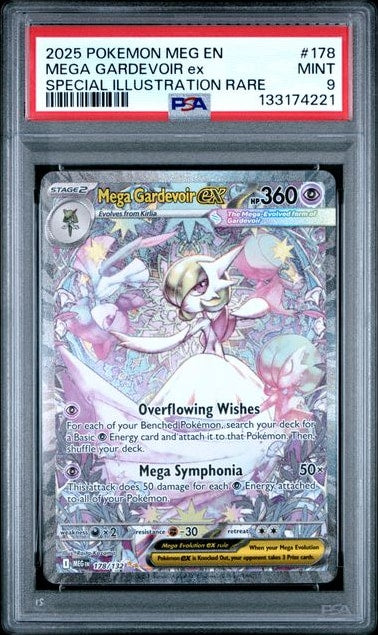 Carta Pokémon Mega Gardevoir ex · Mega Evolution #178/132 (PSA 9) — pieza única en Moon's Collectibles México