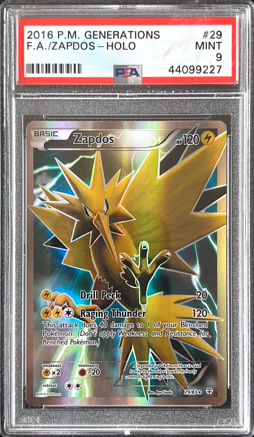 Carta Pokémon Zapdos · Generations #29/83 (PSA 9) — pieza única en Moon's Collectibles México