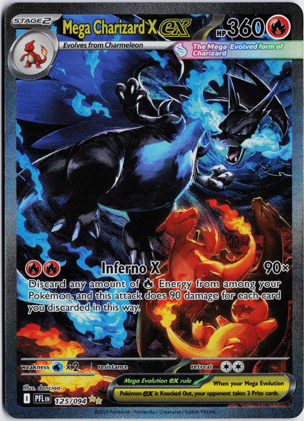 Carta Pokémon Mega Charizard X ex · Phantasmal Flames #125/094 (NM) — pieza única en Moon's Collectibles México