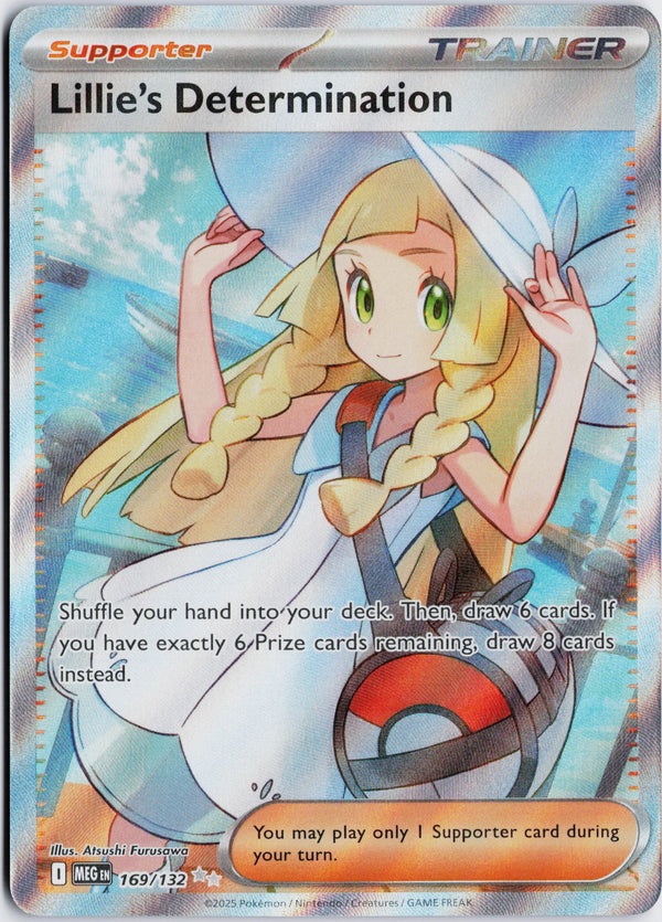 Carta Pokémon Lillie's Determination · Mega Evolution #169/132 (NM) — pieza única en Moon's Collectibles México