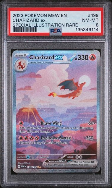 Carta Pokémon Charizard ex · 151 #199/165 (PSA 8) — pieza única en Moon's Collectibles México