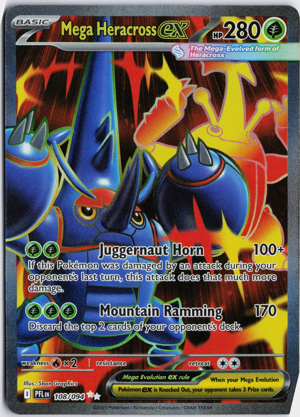 Carta Pokémon Mega Heracross ex · Phantasmal Flames #108/094 (NM) — pieza única en Moon's Collectibles México