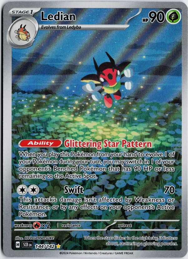 Carta Pokémon Ledian · Stellar Crown #144/142 (NM) — pieza única en Moon's Collectibles México