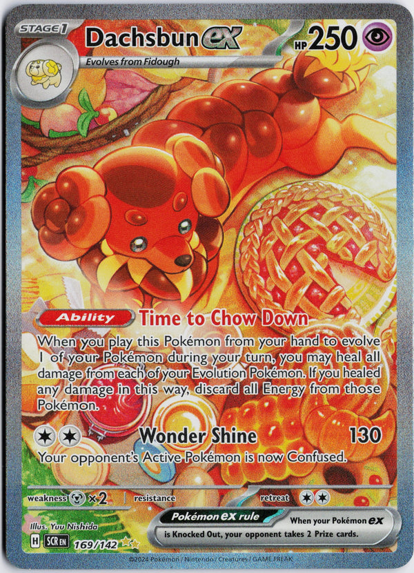 Carta Pokémon Dachsbun ex · Stellar Crown #169/142 (NM) — pieza única en Moon's Collectibles México