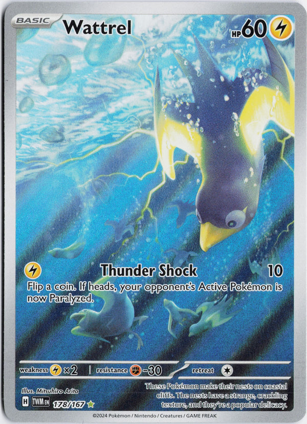 Carta Pokémon Wattrel · Twilight Masquerade #178/167 (NM) — pieza única en Moon's Collectibles México
