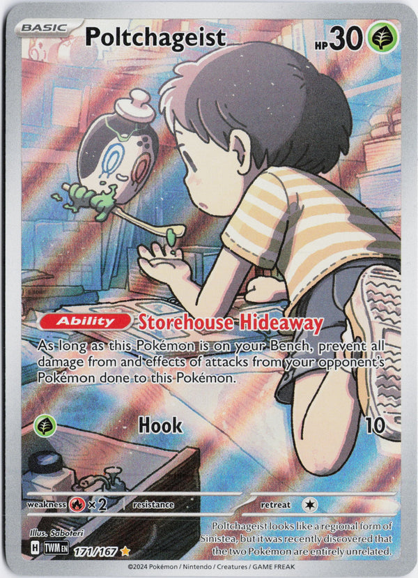 Carta Pokémon Poltchageist · Twilight Masquerade #171/167 (NM) — pieza única en Moon's Collectibles México