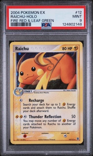 Carta Pokémon Raichu · FireRed & LeafGreen #12/112 (PSA 9) — pieza única en Moon's Collectibles México