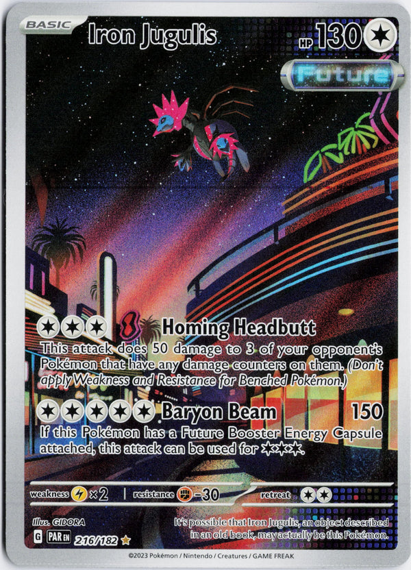 Carta Pokémon Iron Jugulis · Paradox Rift #216/182 (NM) — pieza única en Moon's Collectibles México