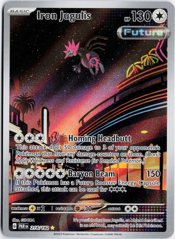 Carta Pokémon Iron Jugulis · Paradox Rift #216/182 (NM) — pieza única en Moon's Collectibles México