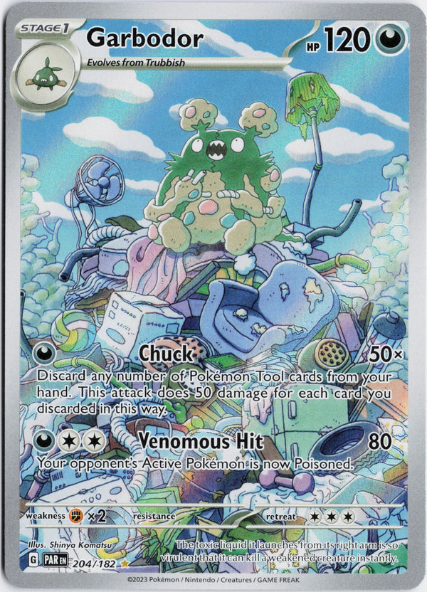 Carta Pokémon Garbodor · Paradox Rift #204/182 (LP) — pieza única en Moon's Collectibles México