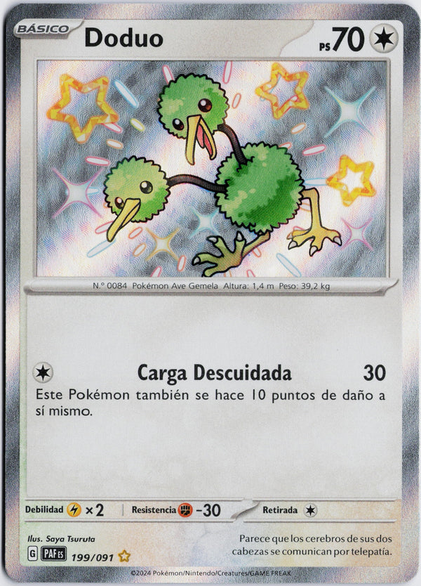 Carta Pokémon Doduo · Paldean Fates #199/091 (NM) — pieza única en Moon's Collectibles México