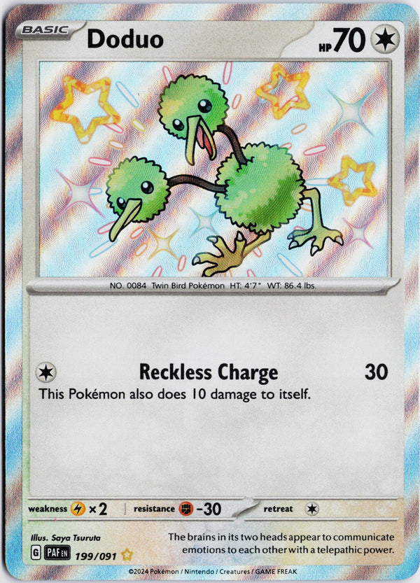 Carta Pokémon Doduo · Paldean Fates #199/091 (NM) — pieza única en Moon's Collectibles México