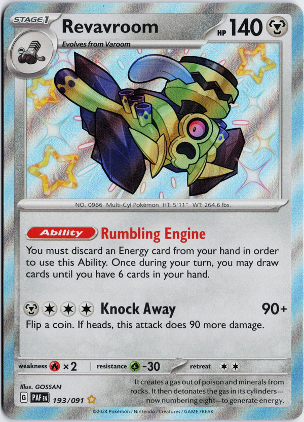 Carta Pokémon Revavroom · Paldean Fates #193/091 (NM) — pieza única en Moon's Collectibles México