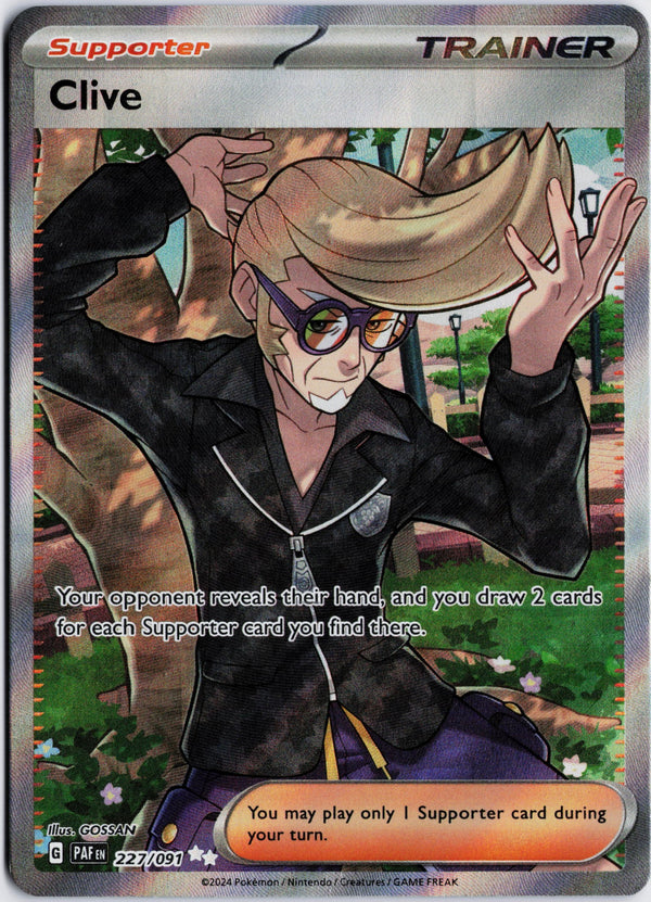 Carta Pokémon Clive · Paldean Fates #227/091 (NM) — pieza única en Moon's Collectibles México