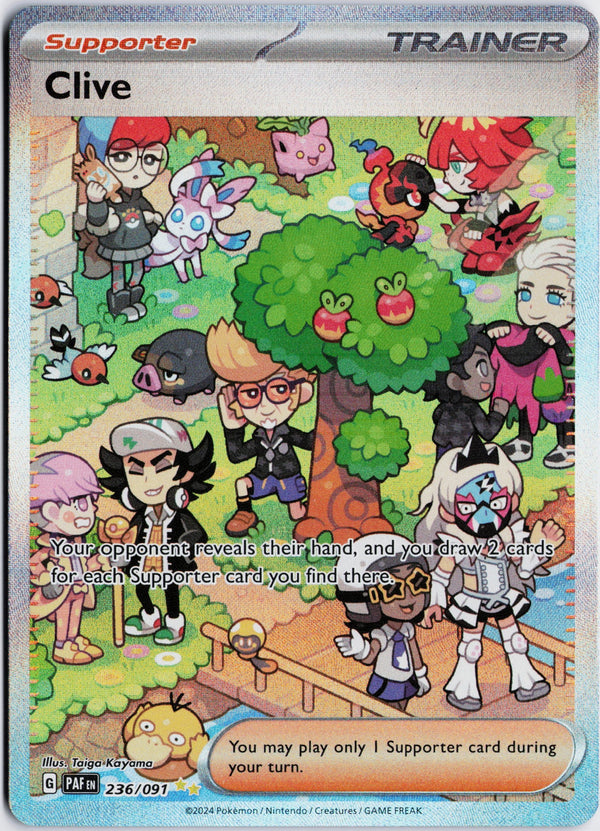 Carta Pokémon Clive · Paldean Fates #236/091 (NM) — pieza única en Moon's Collectibles México