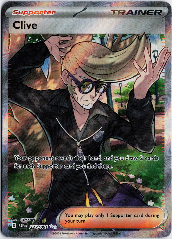 Carta Pokémon Clive · Paldean Fates #227/091 (NM) — pieza única en Moon's Collectibles México