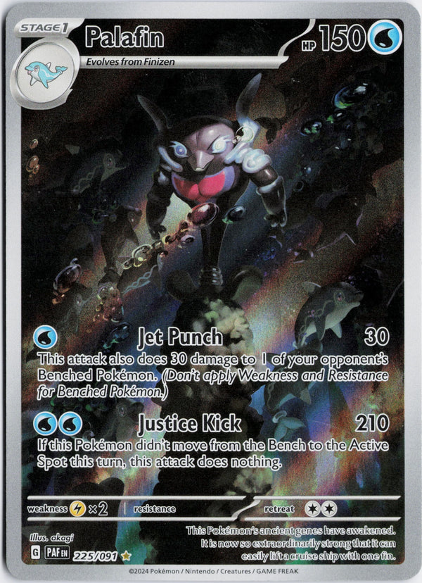 Carta Pokémon Palafin · Paldean Fates #225/091 (NM) — pieza única en Moon's Collectibles México