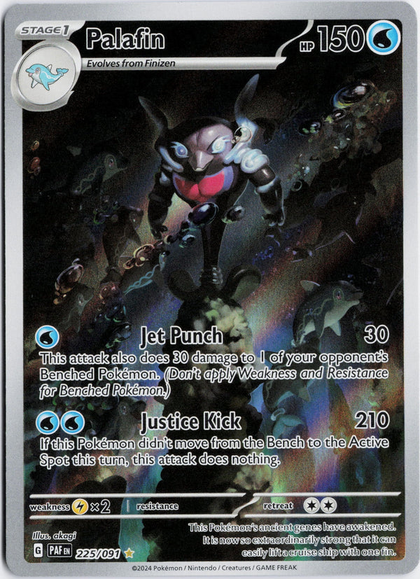Carta Pokémon Palafin · Paldean Fates #225/091 (NM) — pieza única en Moon's Collectibles México
