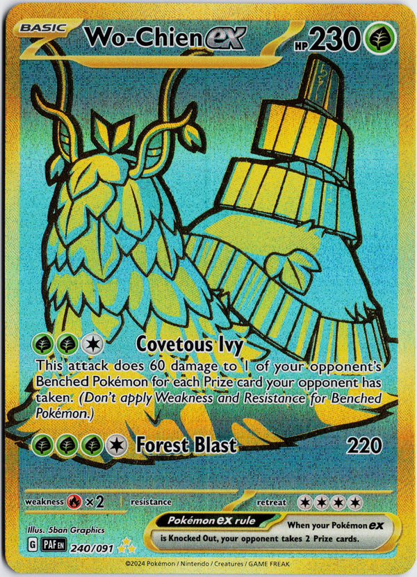 Carta Pokémon Wo-Chien ex · Paldean Fates #240/091 (LP) — pieza única en Moon's Collectibles México