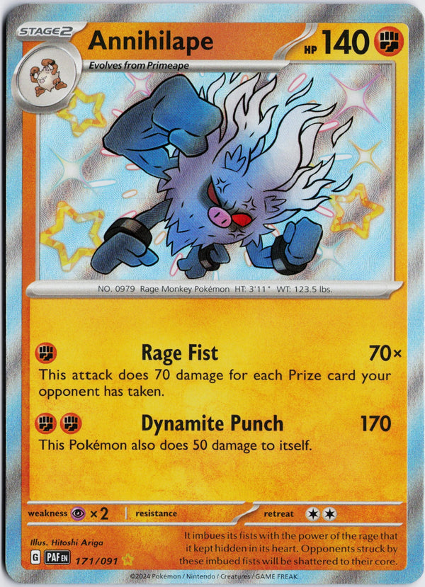 Carta Pokémon Annihilape · Paldean Fates #171/091 (NM) — pieza única en Moon's Collectibles México