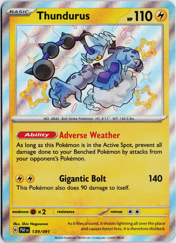 Carta Pokémon Thundurus · Paldean Fates #139/091 (NM) — pieza única en Moon's Collectibles México