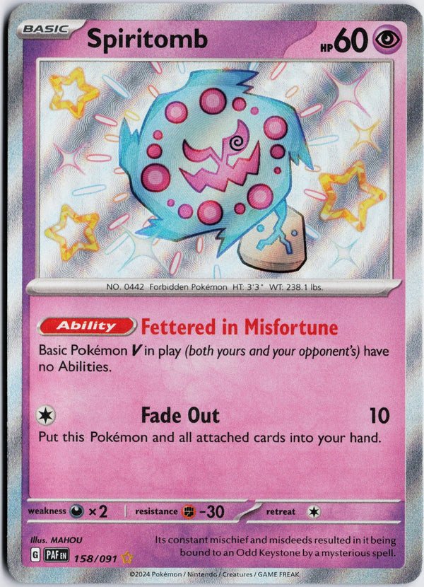Carta Pokémon Spiritomb · Paldean Fates #158/091 (NM) — pieza única en Moon's Collectibles México
