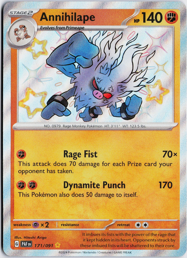 Carta Pokémon Annihilape · Paldean Fates #171/091 (NM) — pieza única en Moon's Collectibles México