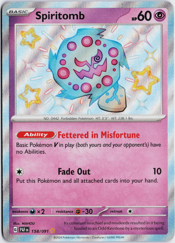 Carta Pokémon Spiritomb · Paldean Fates #158/091 (NM) — pieza única en Moon's Collectibles México