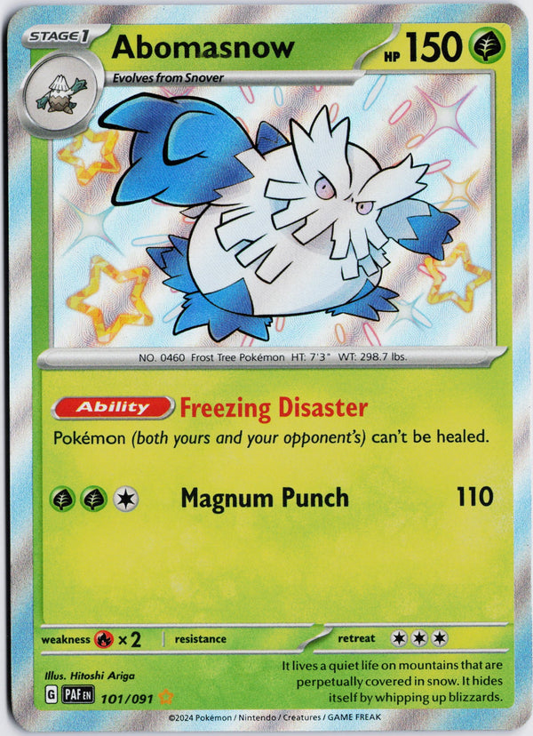 Carta Pokémon Abomasnow · Paldean Fates #101/091 (NM) — pieza única en Moon's Collectibles México