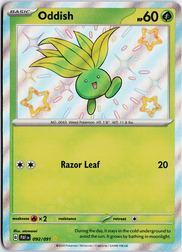 Carta Pokémon Oddish · Paldean Fates #092/091 (NM) — pieza única en Moon's Collectibles México