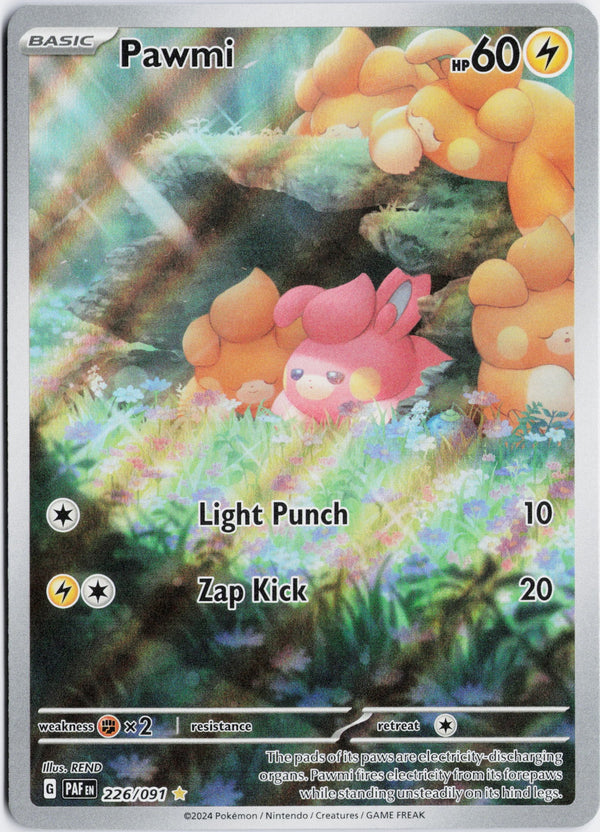 Carta Pokémon Pawmi · Paldean Fates #226/091 (NM) — pieza única en Moon's Collectibles México