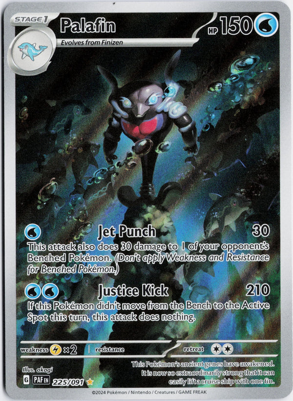 Carta Pokémon Palafin · Paldean Fates #225/091 (NM) — pieza única en Moon's Collectibles México