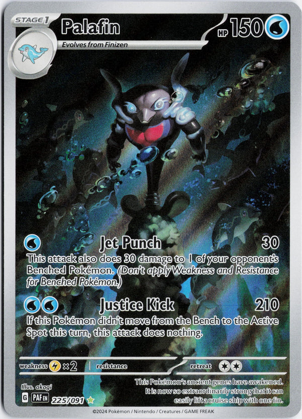 Carta Pokémon Palafin · Paldean Fates #225/091 (NM) — pieza única en Moon's Collectibles México