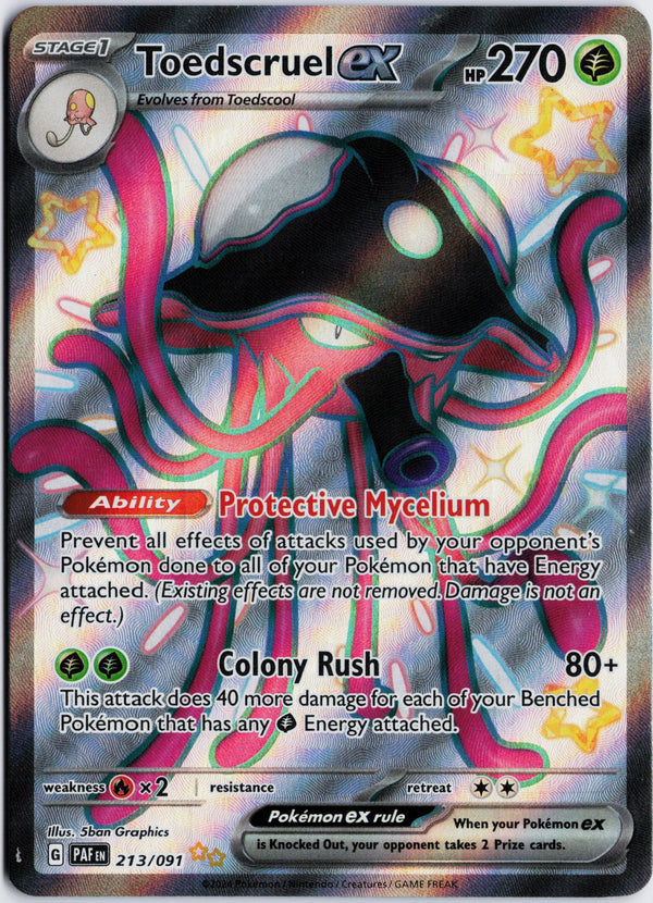 Carta Pokémon Toedscruel ex · Paldean Fates #213/091 (NM) — pieza única en Moon's Collectibles México