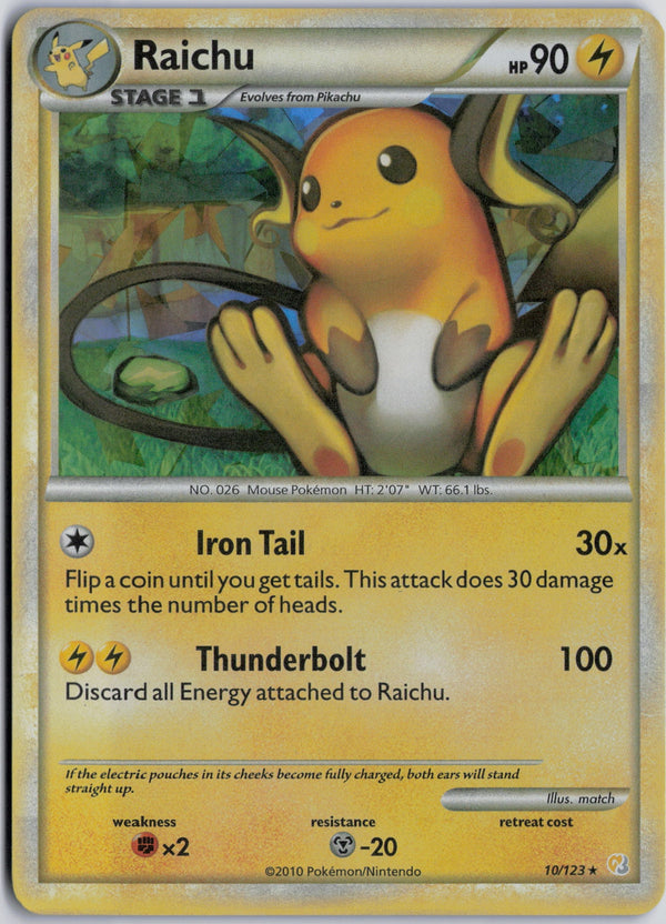 Carta Pokémon Raichu · HeartGold & SoulSilver #10/123 (MP) — pieza única en Moon's Collectibles México